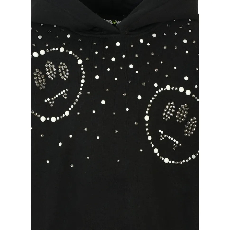 Svart Smiley Face Hoodie