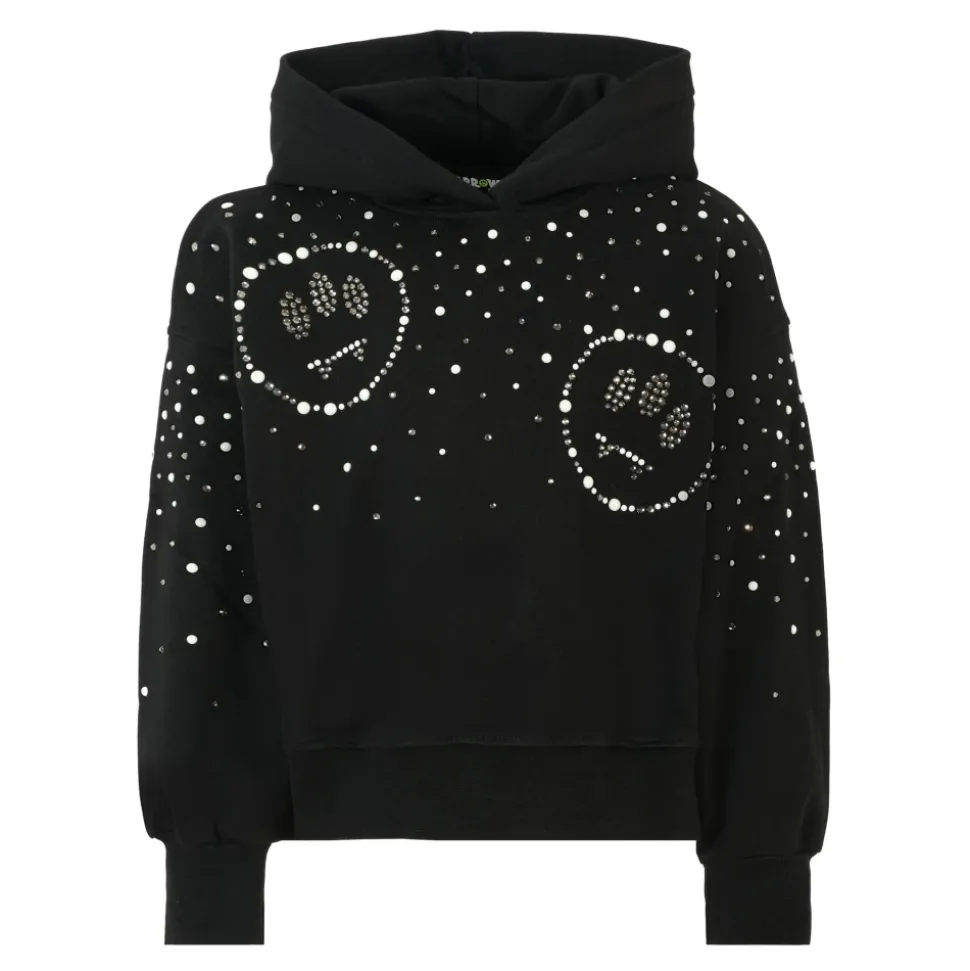 Svart Smiley Face Hoodie