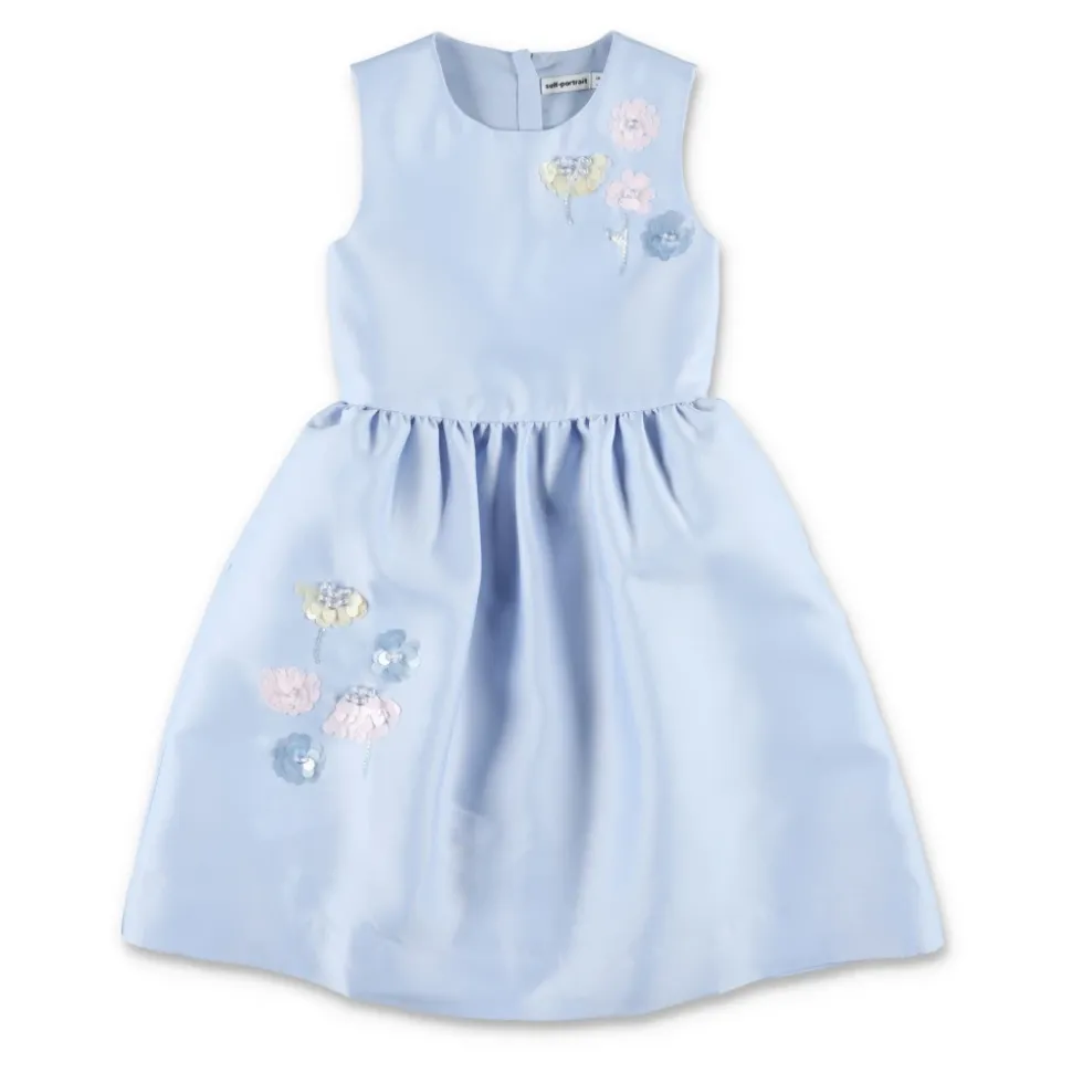 Taffeta-kjole med blomsterbroderi