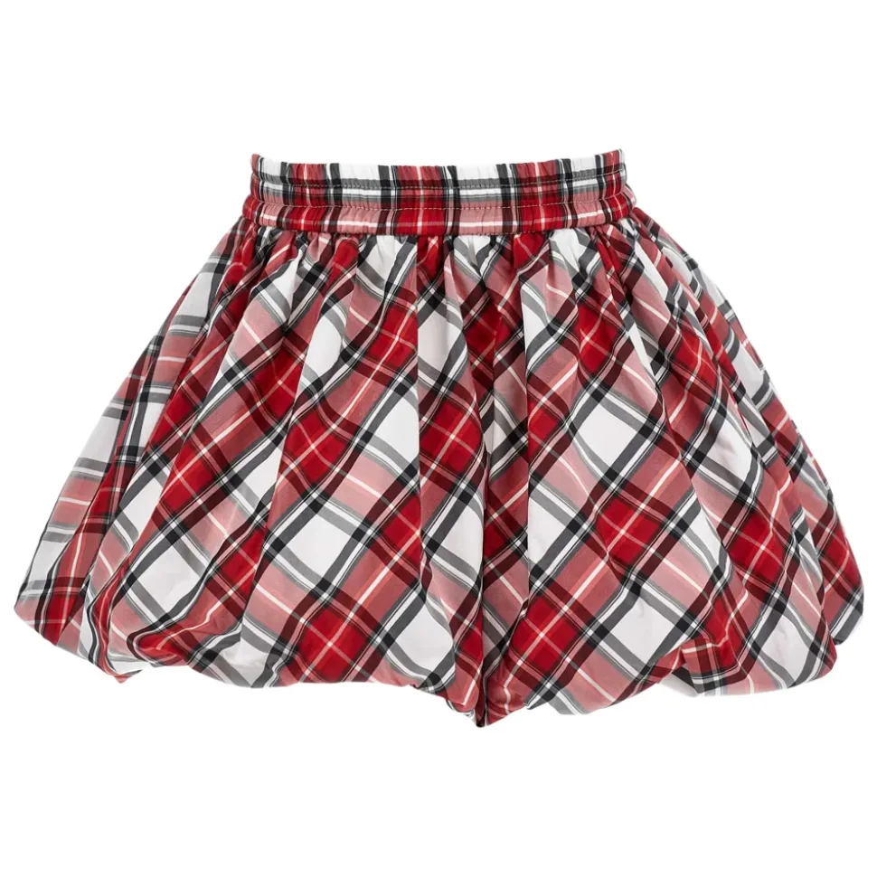 Tartan Taffeta Ballongskjørt i Rød