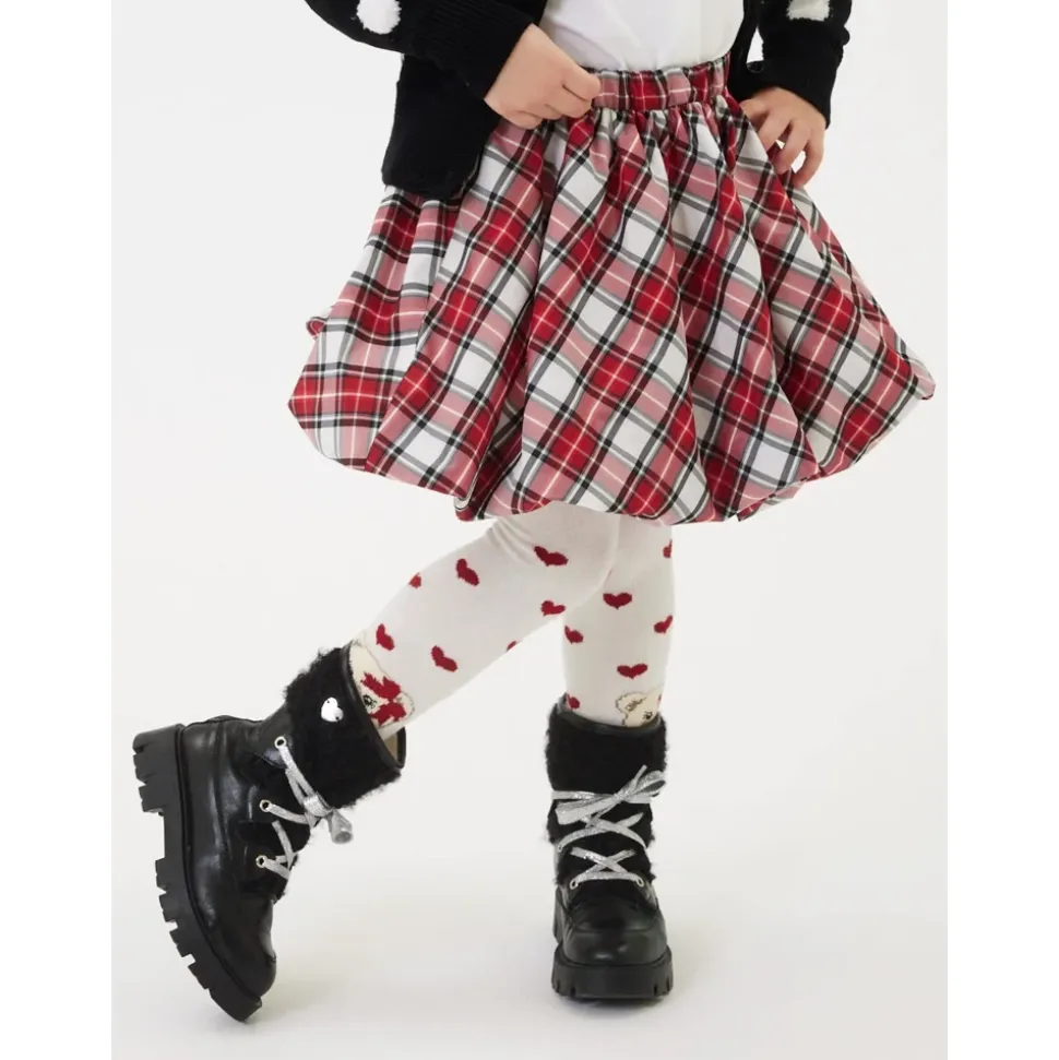Tartan Taffeta Ballongskjørt i Rød
