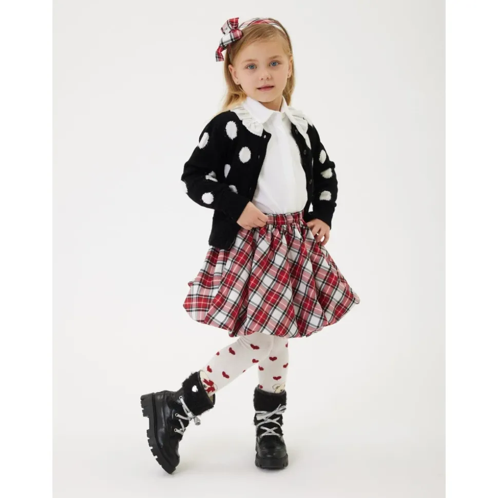 Tartan Taffeta Ballongskjørt i Rød