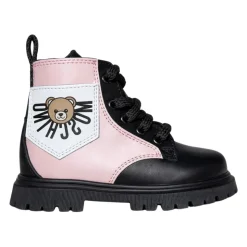Teddy-patch Lace-up Boots