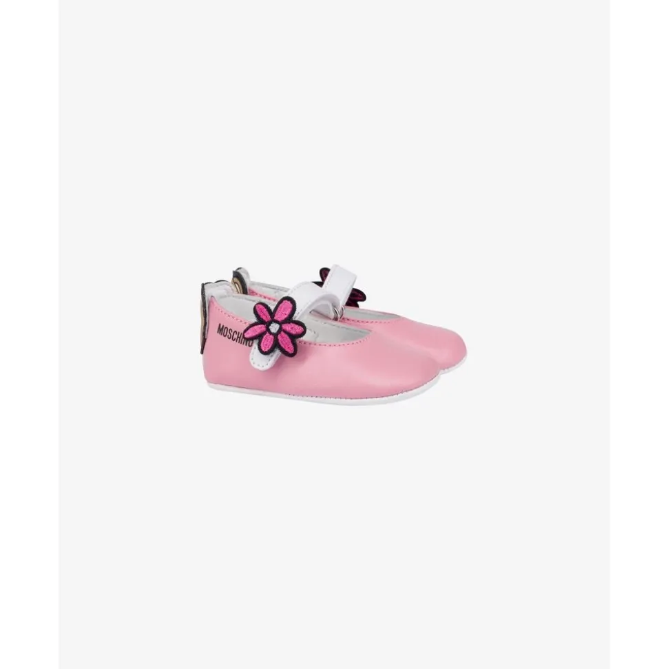 Teddy Patch Nappa Leather Ballet Flats