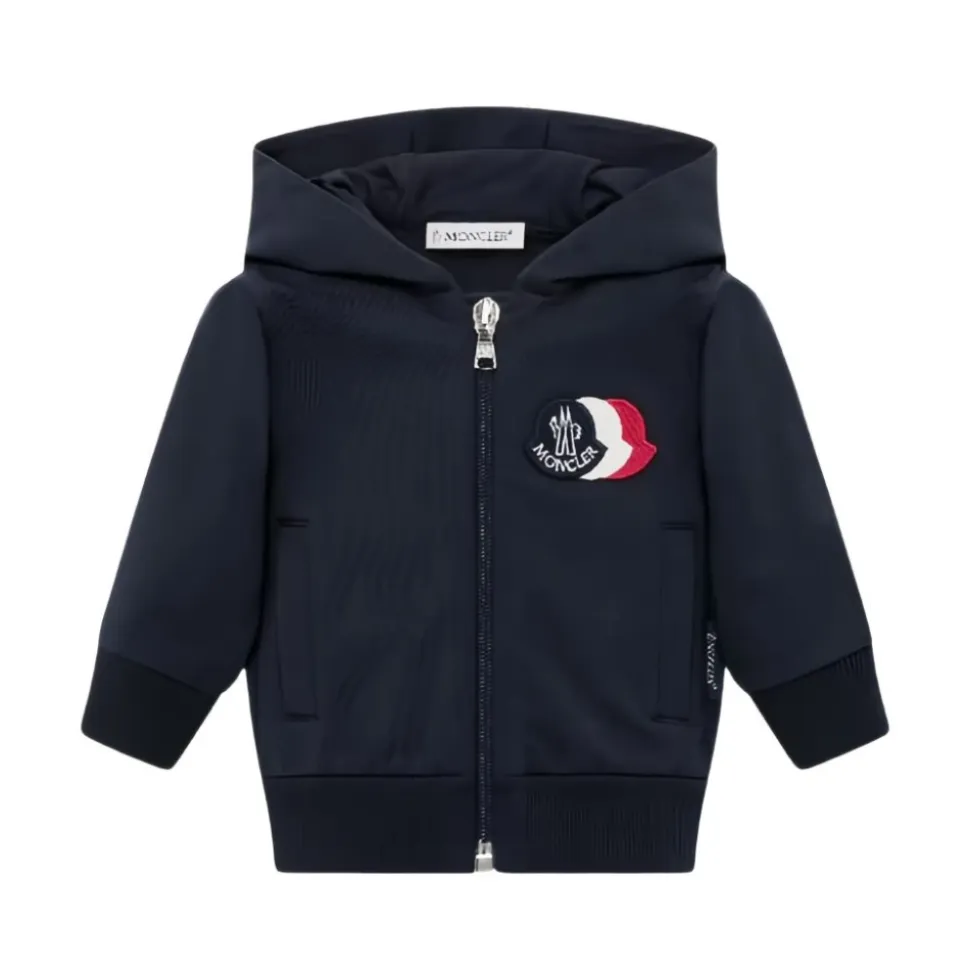 Tricolor Logo Cotton Zip-Up Hoodie