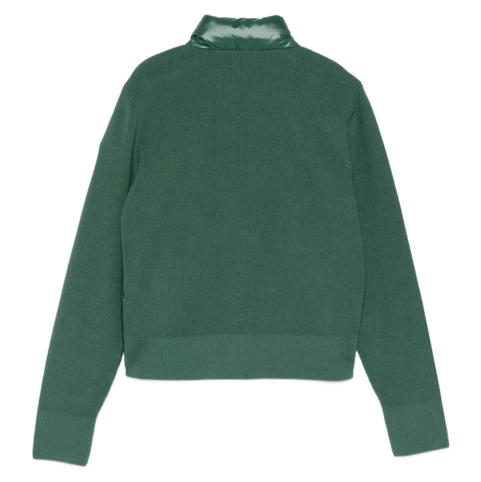 Tricolor Padded Cotton Zip-Up Cardigan
