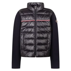 Tricolor Polstret Bomull Cardigan med Glidelås