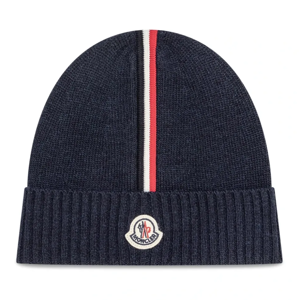 Tricolor-Trimmed Wool Beanie