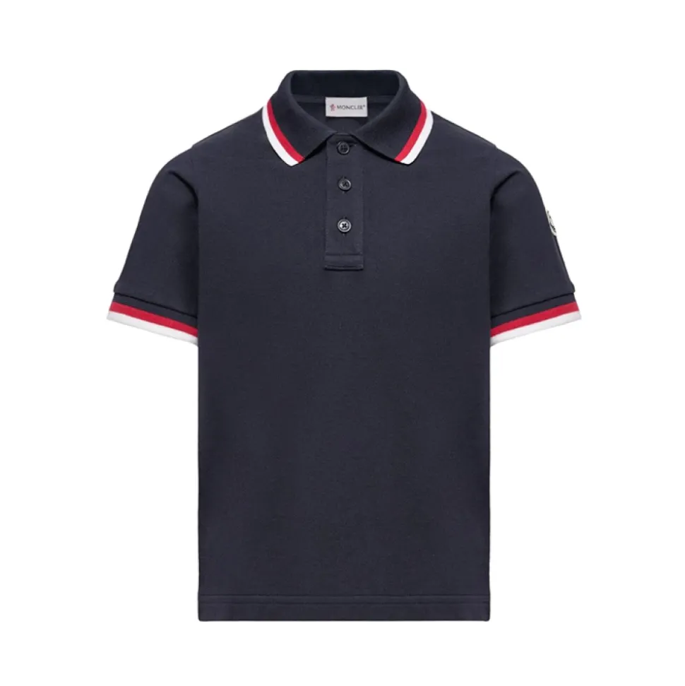 Tricolour Trim Cotton Piquet Polo