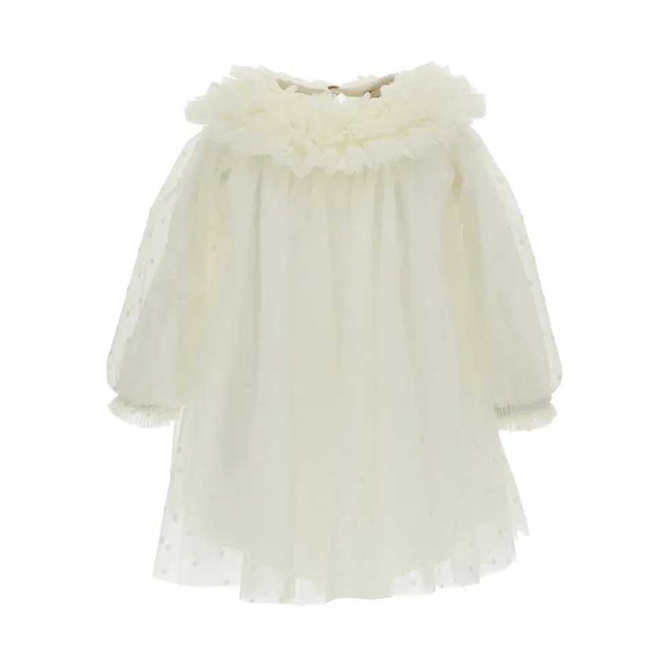 Tulle Polka-dot kjole med logo-charm