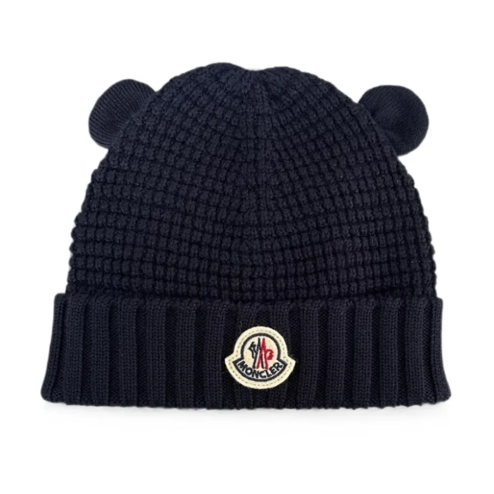 Vaffelstrikket lue med logopatch