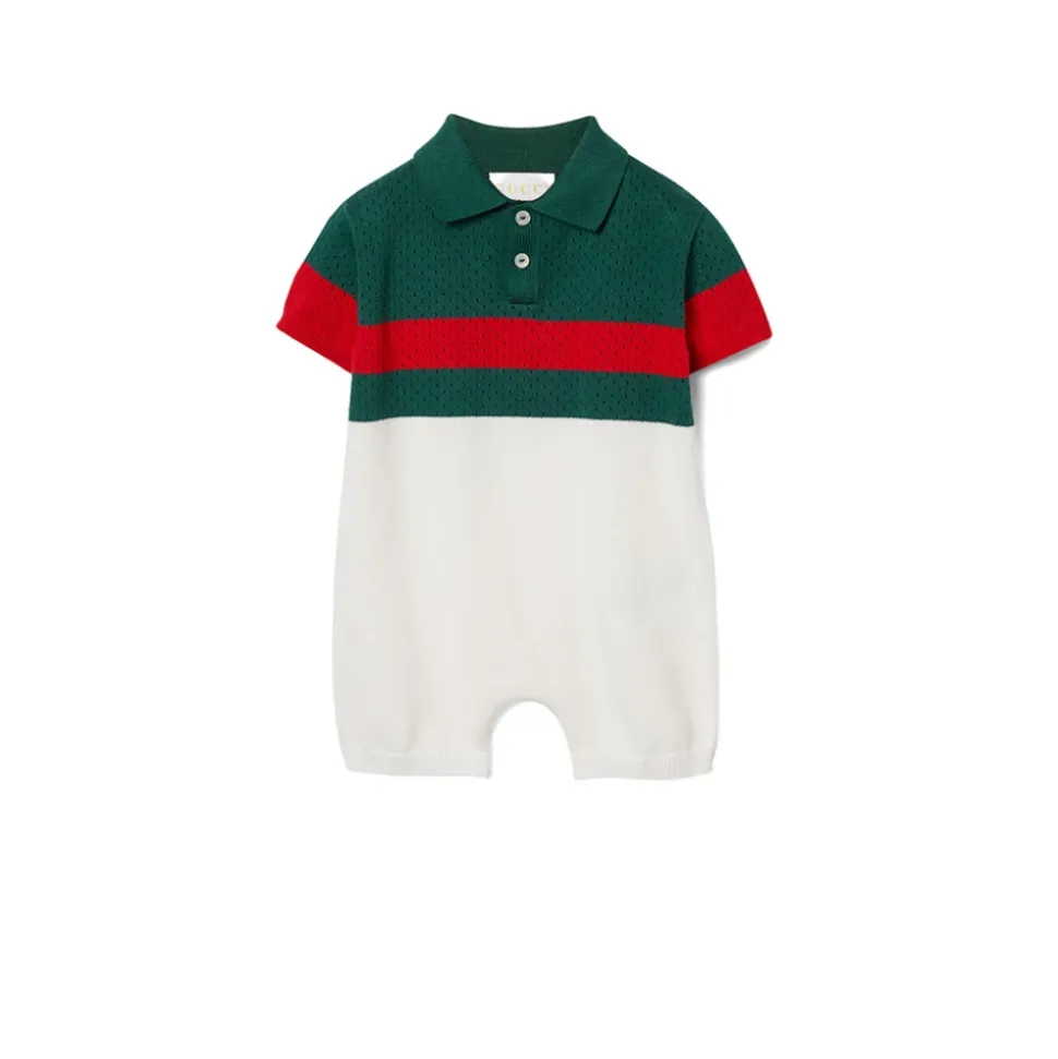 Web-Stripe Cotton One-Piece